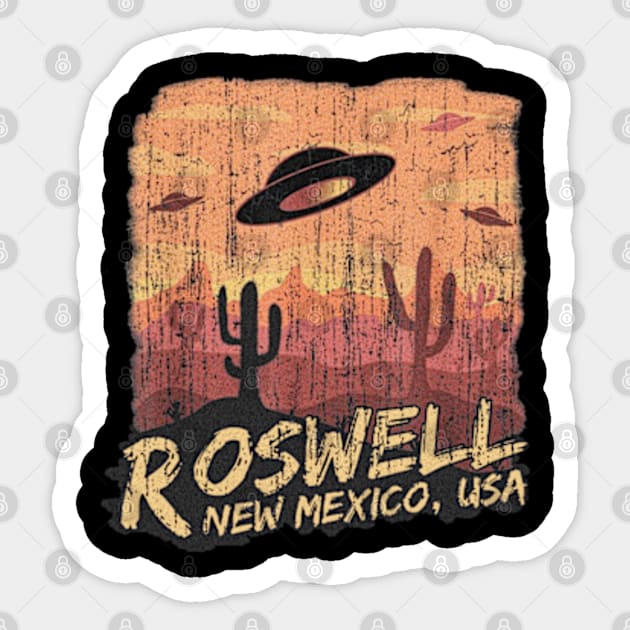 Roswell new mexico 1947 ufo beam flying saucer abduction Sticker by Miscarkartos